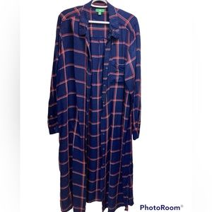 Plaid Duster - Navy, Red, & White| Size 3X